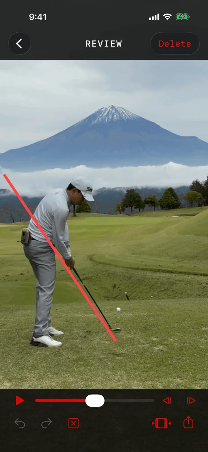 SwingReview frame-by-frame review with alignment lines